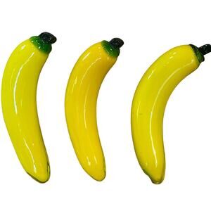Vintage Set of 3 Glass Bananas Murano Style Decorative Art Glass Fruit